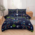 Ninenine Dark Blue Dinosaur Bedding Sets For Kids Boys,Retro Dinosaur Bedding Comforter,Full Size Bedding Sets For Boys Kids, Wi
