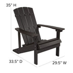 Flash Furniture Charlestown Commercial Grade Indoor/Outdoor Adirondack Chair, Weather Resistant Durable Poly Resin Deck and Patio Seating, Slate Gray