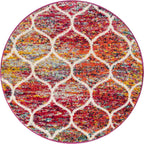 Unique Loom Trellis Frieze Collection Area Rug - Rounded (3' Round, Multi/ Black)