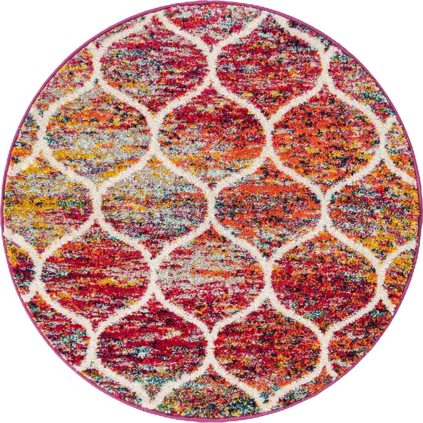 Unique Loom Trellis Frieze Collection Area Rug - Rounded (3' Round, Multi/ Black)