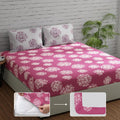 Huesland By Ahmedabad Cotton 144 Tc Cotton King Size Bedsheets With Elastic Fitted With 2 Pillow Covers | 72X78 Inches | Mauve &