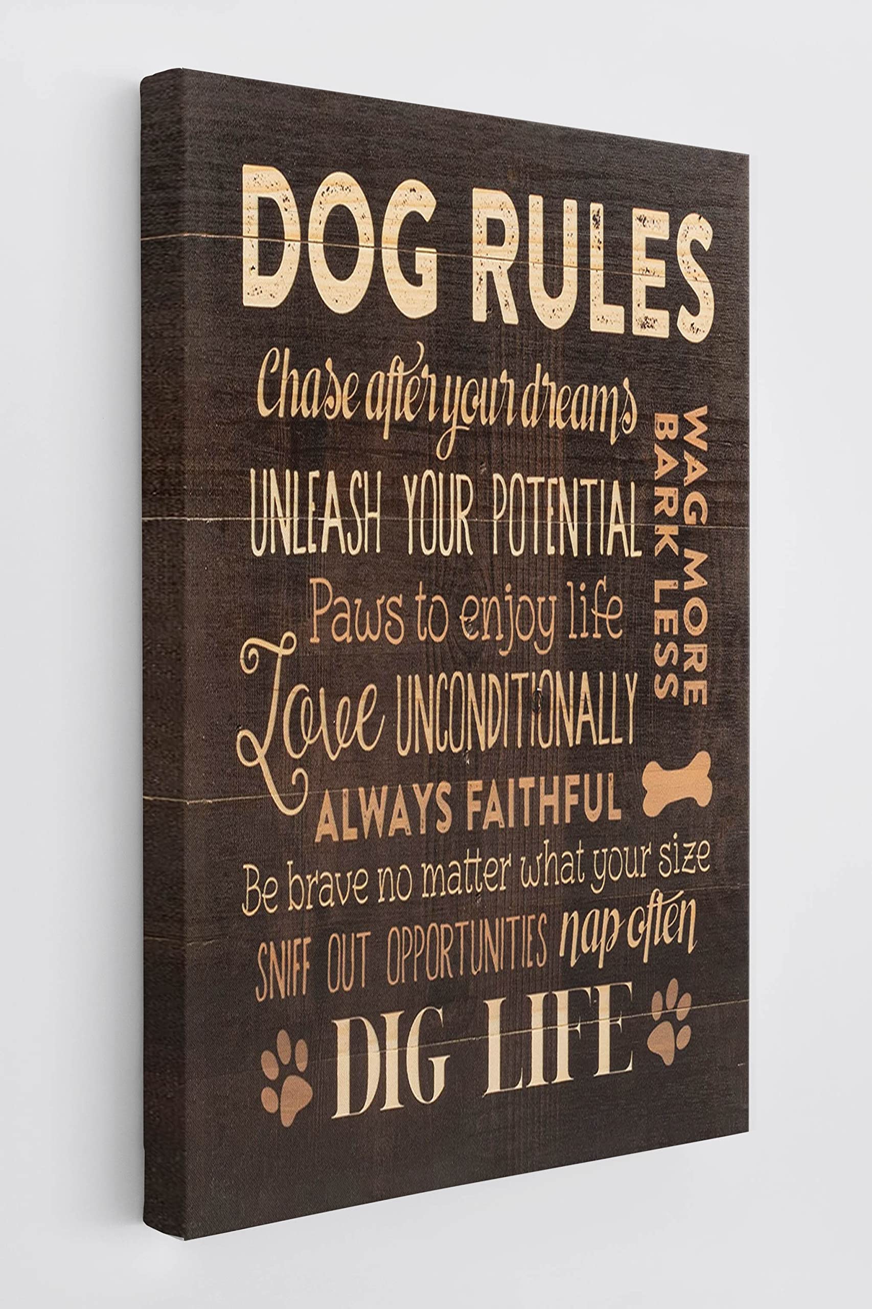 BXFAHZJ Dog Rules Paw Prints Wall Art Canvas Farmhouse Funny Dog 11x14 Inch Prints Decor For Dog Room Home Bedroom Gifts For Dog