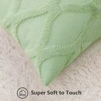 Decoruhome Spring Throw Pillow Covers 12X20 Inch Set Of 2, Soft Plush Faux Fur Wool Lumbar Sage Green Couch Pillow Covers, Decorative Pillow Cases For Bed Sofa Living Room Home Decor