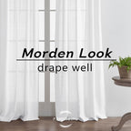 Panelsburg Clear White Curtains For Living Room With 2 Panels Back Tabs, Semi Sheer Linen Curtains, Light Filtering Curtains 72