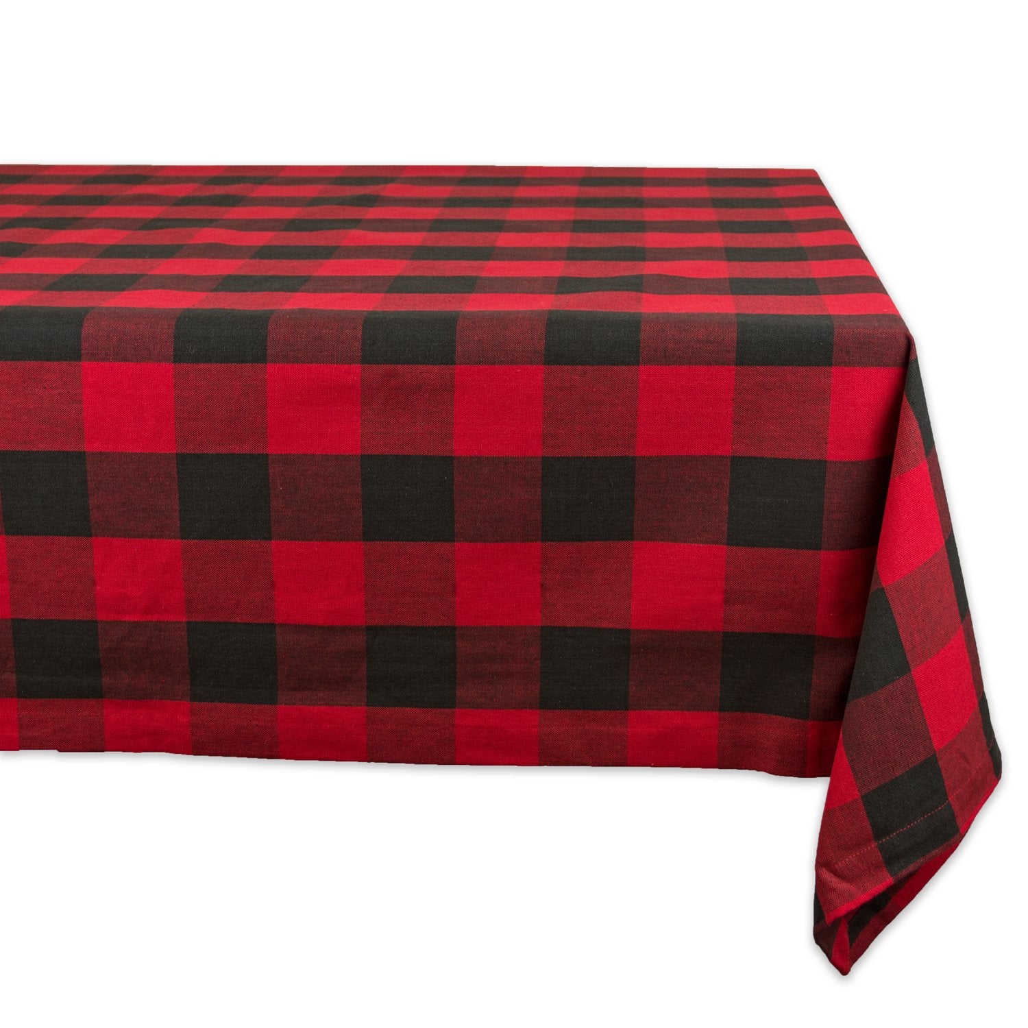 DII Buffalo Check Collection, Classic Farmhouse Tablecloth, Tablecloth, 52x52, Red & Black