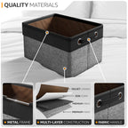 Sorbus Fabric Storage Cubes 15 Inch- Big Sturdy Collapsible Canvas Storage Bins With Dual Handles- Foldable Closet Cubes- Decorative Storage Baskets For Shelves | Home & Office Use- 3 Pack| Grey/Tan
