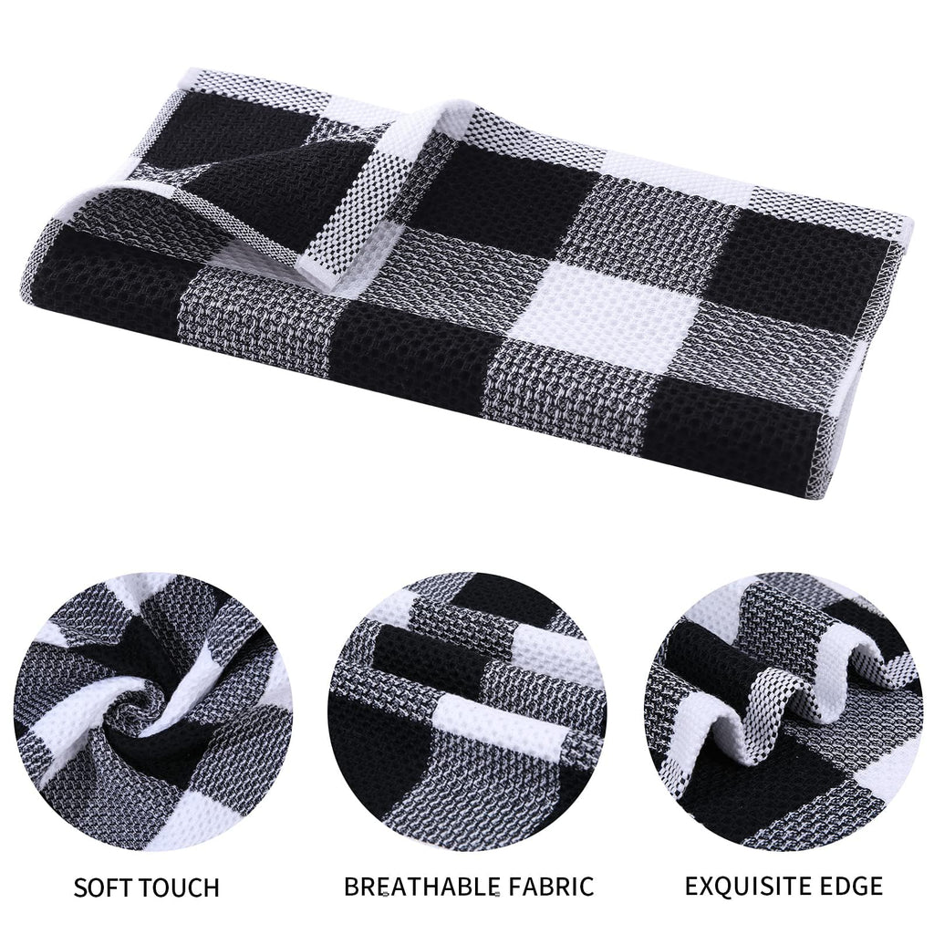 Mordimy 100% Cotton Waffle Weave Kitchen Towels, 13 X 28 Inches, Super Soft And Absorbent Buffalo Check Dish Towels For Drying D