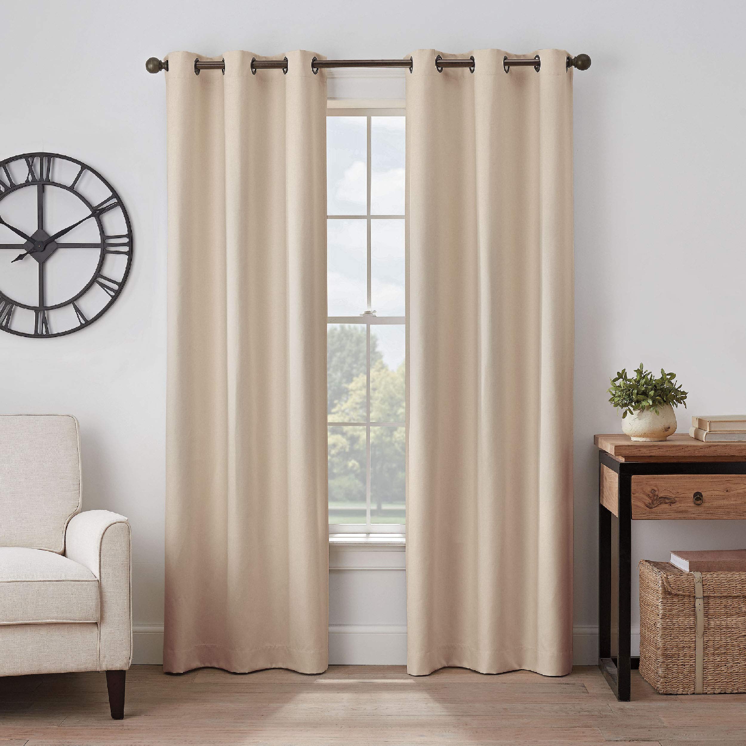 Eclipse Gabriella Grommet Top Curtains for Bedroom, Single Panel, 40'' x 84'', Linen