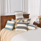 Amhoo Pack Of 2 Farmhouse Linen Throw Pillow Cover Cushion Stripe Decoration Buffalo Retro Pillowcase With Hidden Zipper For Sof