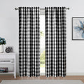 Bapawfish 90 Inches Long Black White Gingham Farmhouse Curtain Panels,Rustic Buffalo Plaid Drapes Rod Pocket Top,Light Filtering