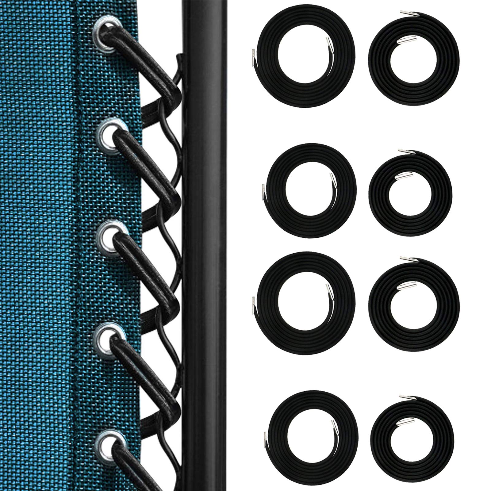 Sunnyzoo Professional Replacement Cords For Zero Gravity Recliner Repair Tool For Lounge Chair(Black-8Cords)