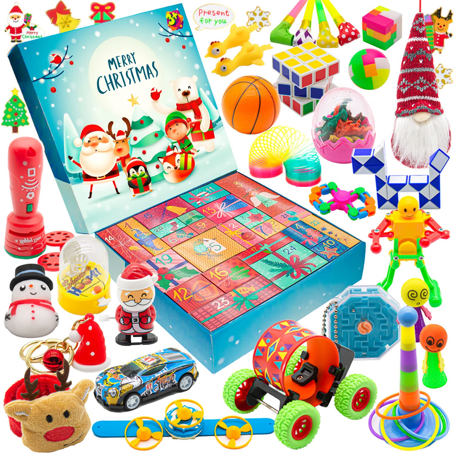 Christmas Advent Calendar 2024-24 Days Countdown Advent Calendars with Surprises Fidget Toys Bulk, Great Xmas Gifts for Kids, To