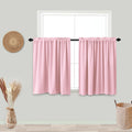 Koufall Rod Pocket Blackout Tier Short Curtains-Pink-24X30