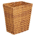 mDesign Small Woven Trash Can  Slim Rectangular Waste Basket  Decorative Garbage Waste Bin for Bedroom, Bathroom, Kitchen, Hom