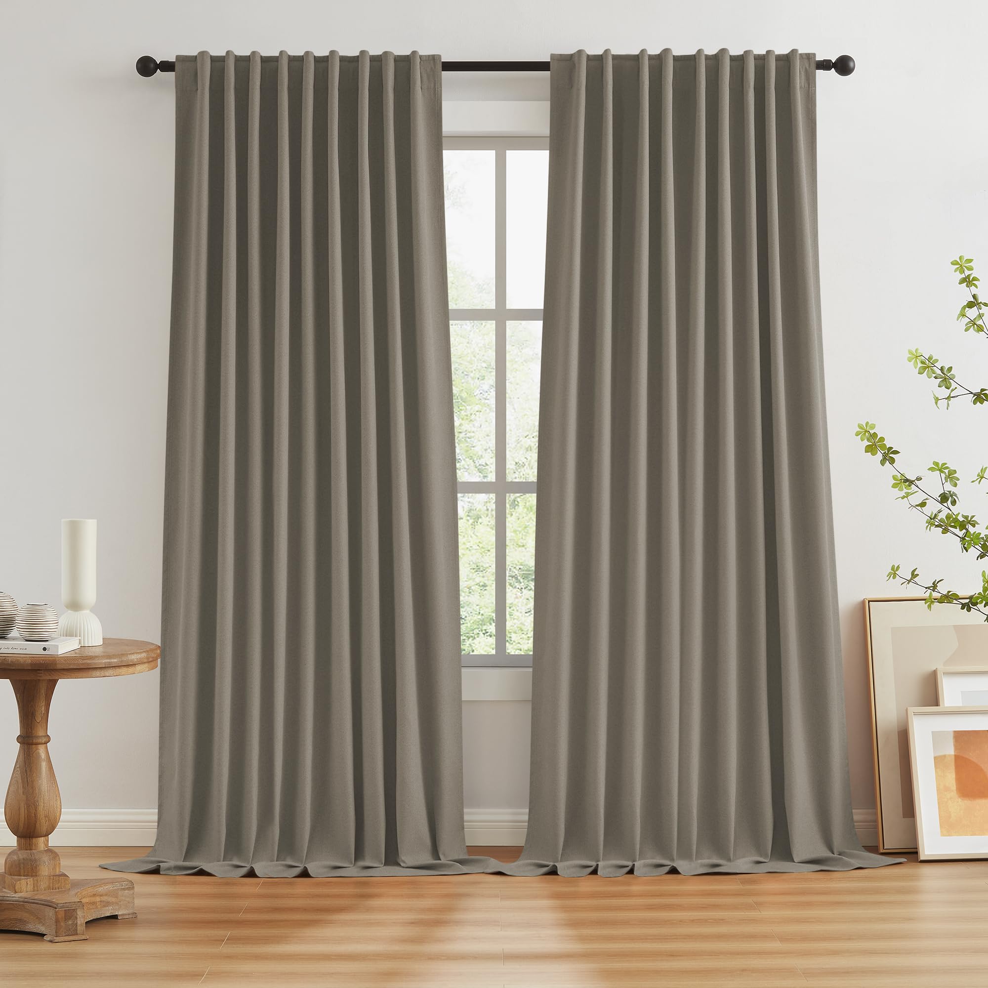 KEQIAOSUOCAI Living Room Curtains for Large Windows Modern Farmhouse Patio Sliding Door Curtains for Bedroom 2 Panels, Back Tab 