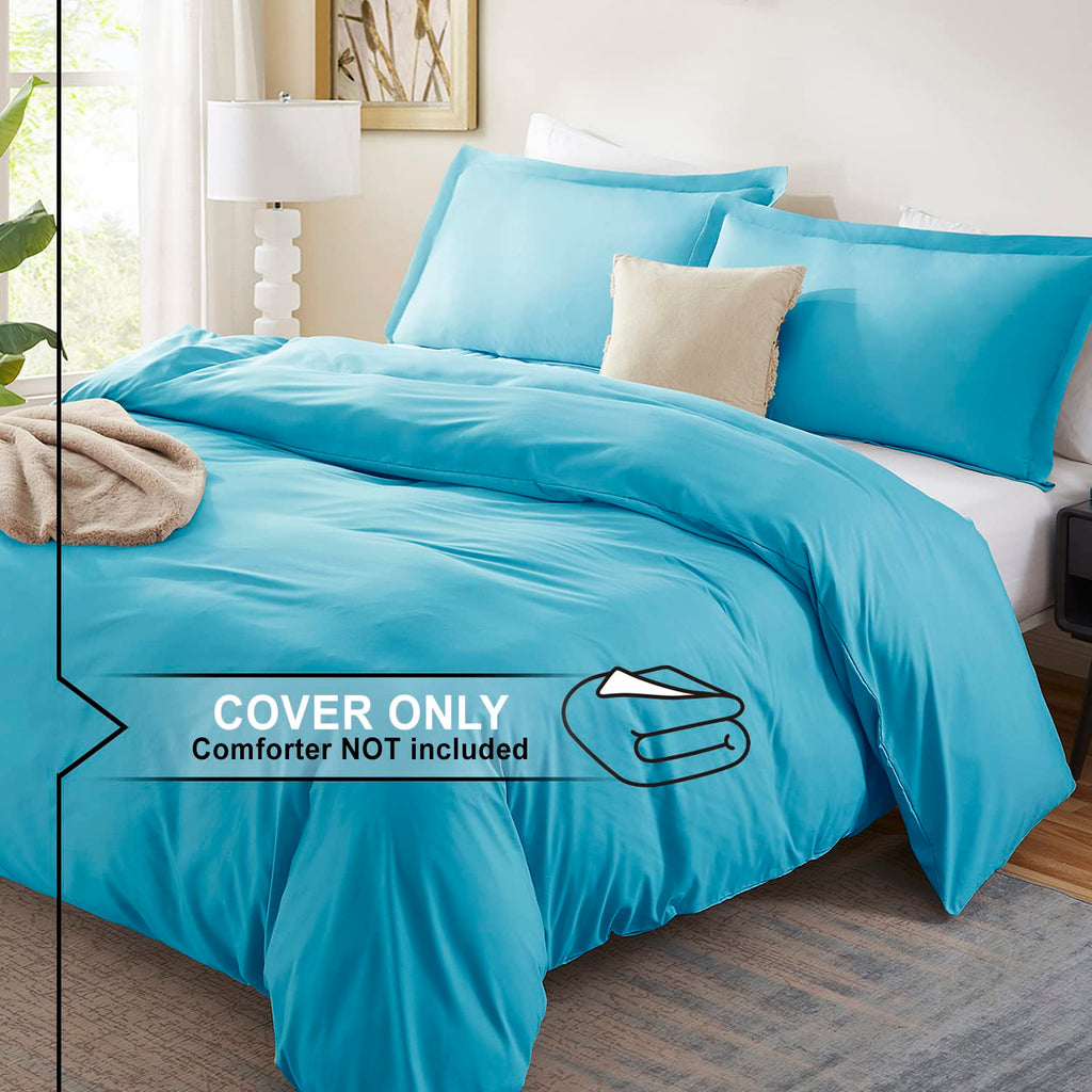 Nestl Bright Blue Duvet Cover King Size - Soft Double Brushed King Duvet Cover Set, 3 Piece, With Button Closure, 1 Duvet Cover
