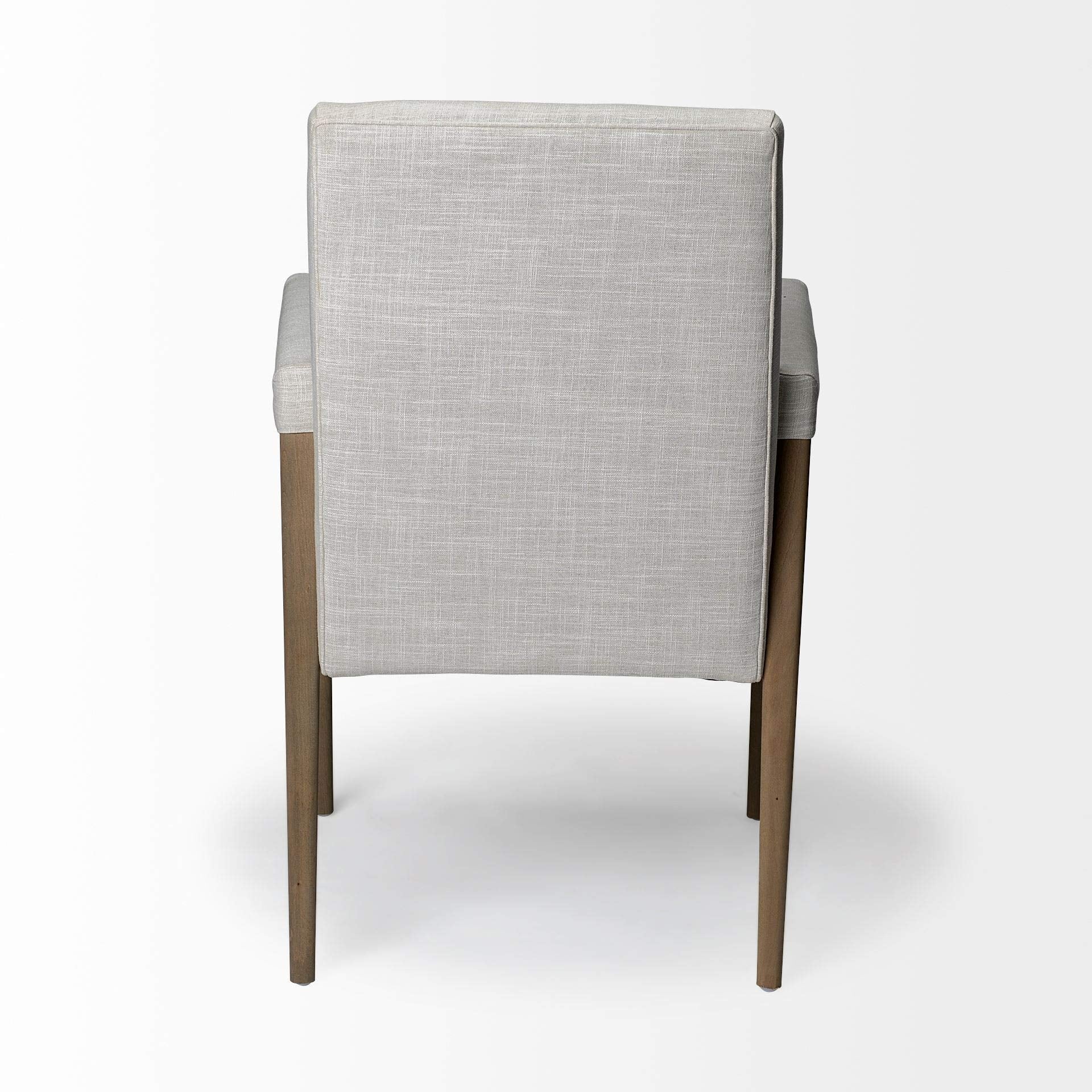 HomeRoots Cream Fabric Wrap with Brown Wood Frame Dining Chair
