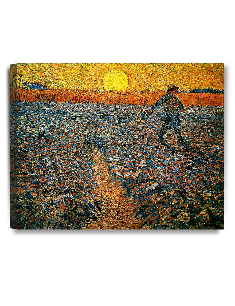 DECORARTS - The Sower, Vincent Van Gogh Art Reproduction. Giclee Canvas Prints Wall Art for Home Decor 20x16, Depth 1.5