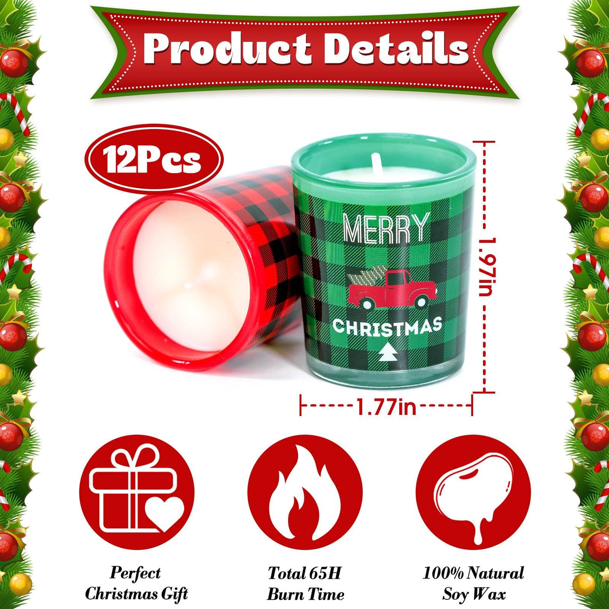 Advent Calendar 12 Days Christmas Scented Candles Set For Christmas Gift, Advent Calendar Candle Gift, Surprise Candle Soy Wax C