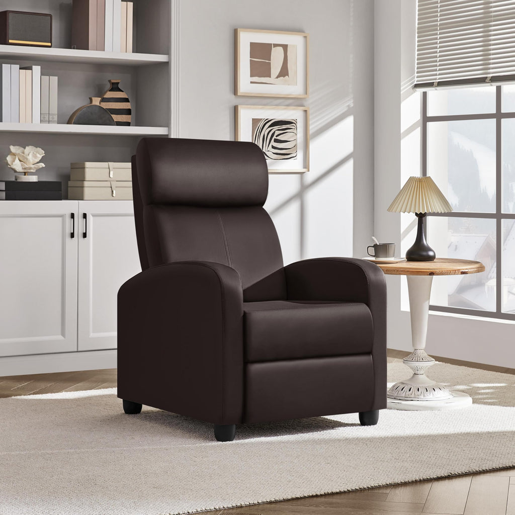Yaheetech Recliner Chair Faux Leather Recliner Sofa Adjustable Modern Recliner Seat Club Chair Home Theater Seating Brown
