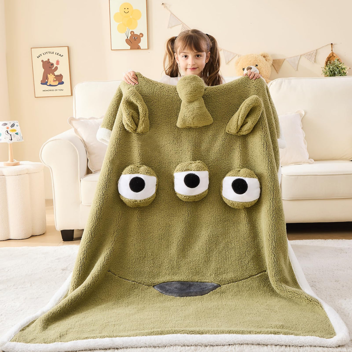 Newcosplay Sherpa Fleece Throw Blanket 3D Cartoon Kids Blanket Plush Warm For Boys Girls(Alien,(50inchX60inch))