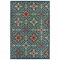 HomeRoots 8' x 10' Blue and Orange Moroccan Indoor Outdoor Area Rug, 388363