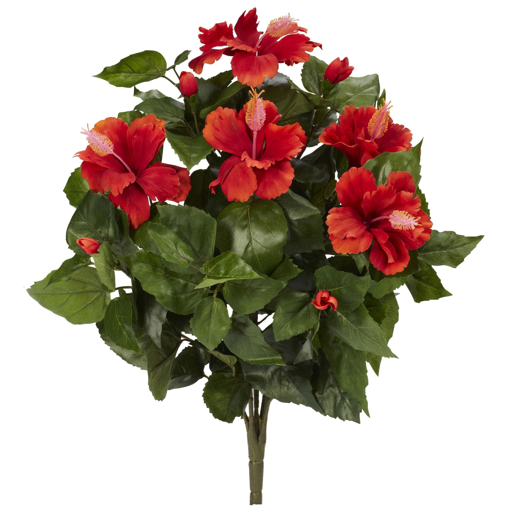 Nearly Natural 20    Hibiscus (Set of 4) Artificial Plant, Red