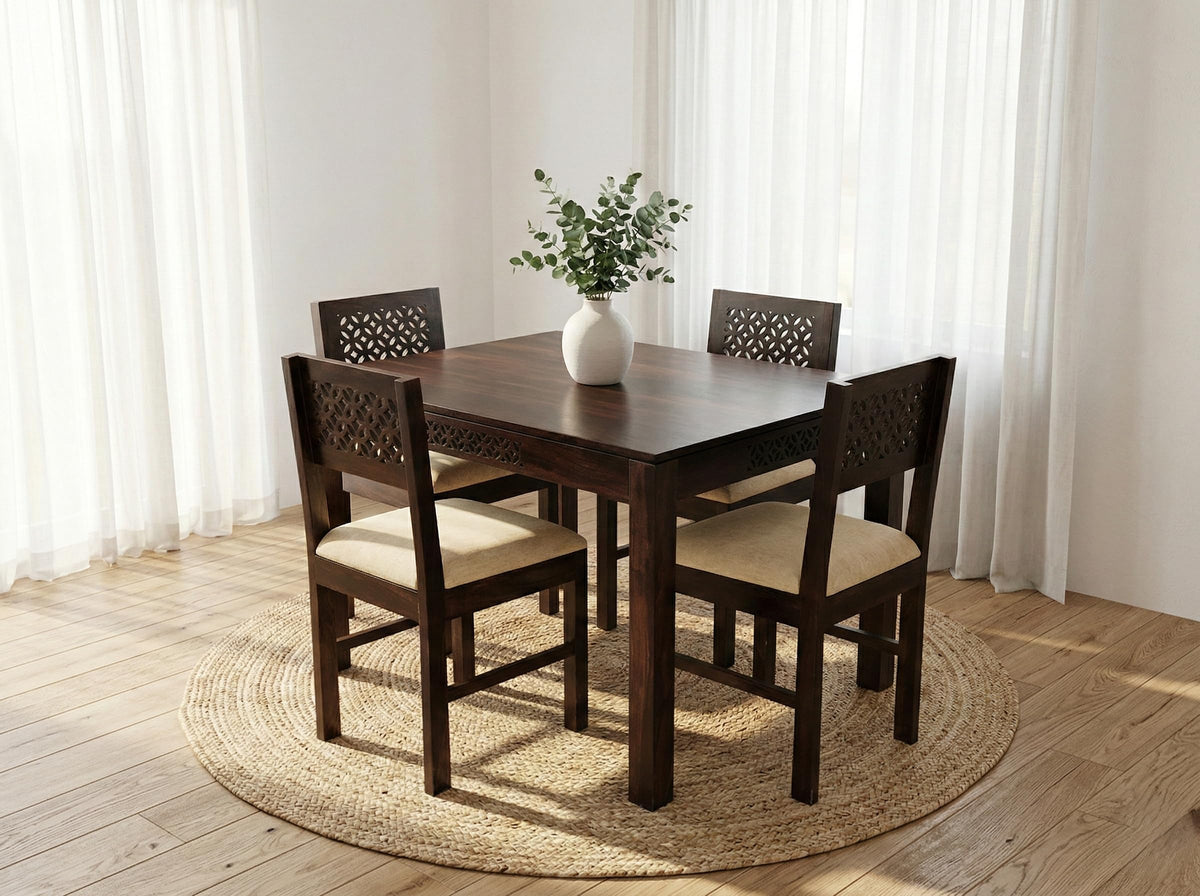 Rectart Solid Wood Dining Table Set With Chairs For Living Room Home | Wooden Dining Room Sets Furniture For Hotels And Restaura