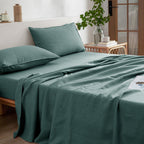 Everly Linen Sheets California King Size,100% Stonewashed French Linen Sheets Deep Pocket Sheets,4Pieces (1Flat Sheet,1Fitted Sh