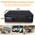 Startwo Patio Furniture Covers Waterproof, 500D Heavy Duty Outdoor Furniture Cover For Sectional Sofa, Patio Table Cover, 90'X64'X28', Black