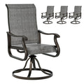Udpatio Patio Swivel Dining Chairs Set Of 4, Outdoor Swivel Chairs High Back With All Weather Textilene Metal Rocking Frame For Lawn Garden Backyard, Dark Gray