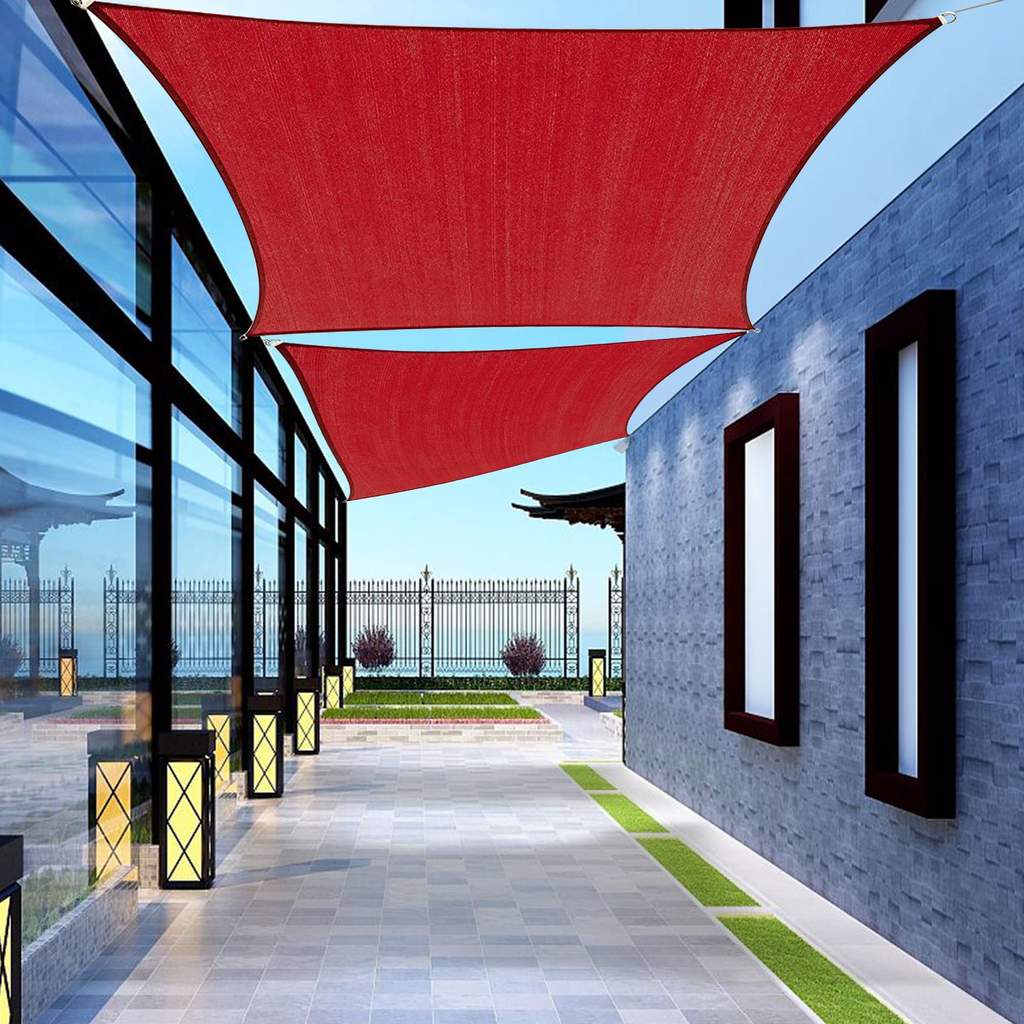 Shadewiz Rectangle 8' X 12' Red Sun Shade Sail Canopy Awning For Patio Backyard Lawn Garden Outdoor Activities Grade Uv Block Me