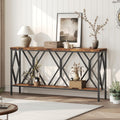 MAHANCRIS 70.9 Extra Long Console Table, Industrial Sofa Table Behind Couch, 2 Tier Narrow Entryway Table with Storage Shelf, 