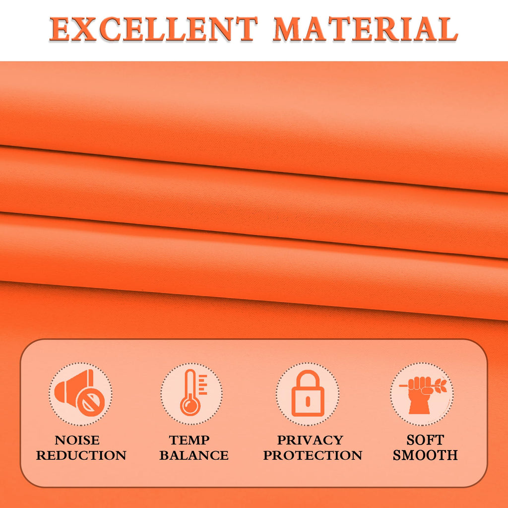 72 Inch Long Room Darkening Bedroom Curtains - Tangerine Orange Blackout Thermal Insulated Window Treatment Drapes For Livingroom Door Curtains,W 52 X L 72,2 Panels