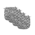 Ambesonne Floral Chair Seating Cushion Set of 4, Lace Gothic Pattern with Flower Effect and Leaves Ornamental Antique Feminine D