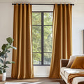 Lazzzy Blackout Velvet Curtains Gold Thermal Insulated Curtains 90 Inch Long Drapes For Bedroom Living Room Darkening Window Treatments Grommet Living Room Curtains Set Of 2 Panels Gold Brown