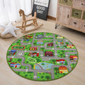 Capslpad Green Car Road Kid Rug Carpet Playmat for Playoom Traffic Road Kids Play Mat for Toddler Non Slip Washable City Map Rac