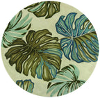 HomeRoots Wool 10' Ivory Hand Tufted Tropical Monstera Indoor Runner Rug