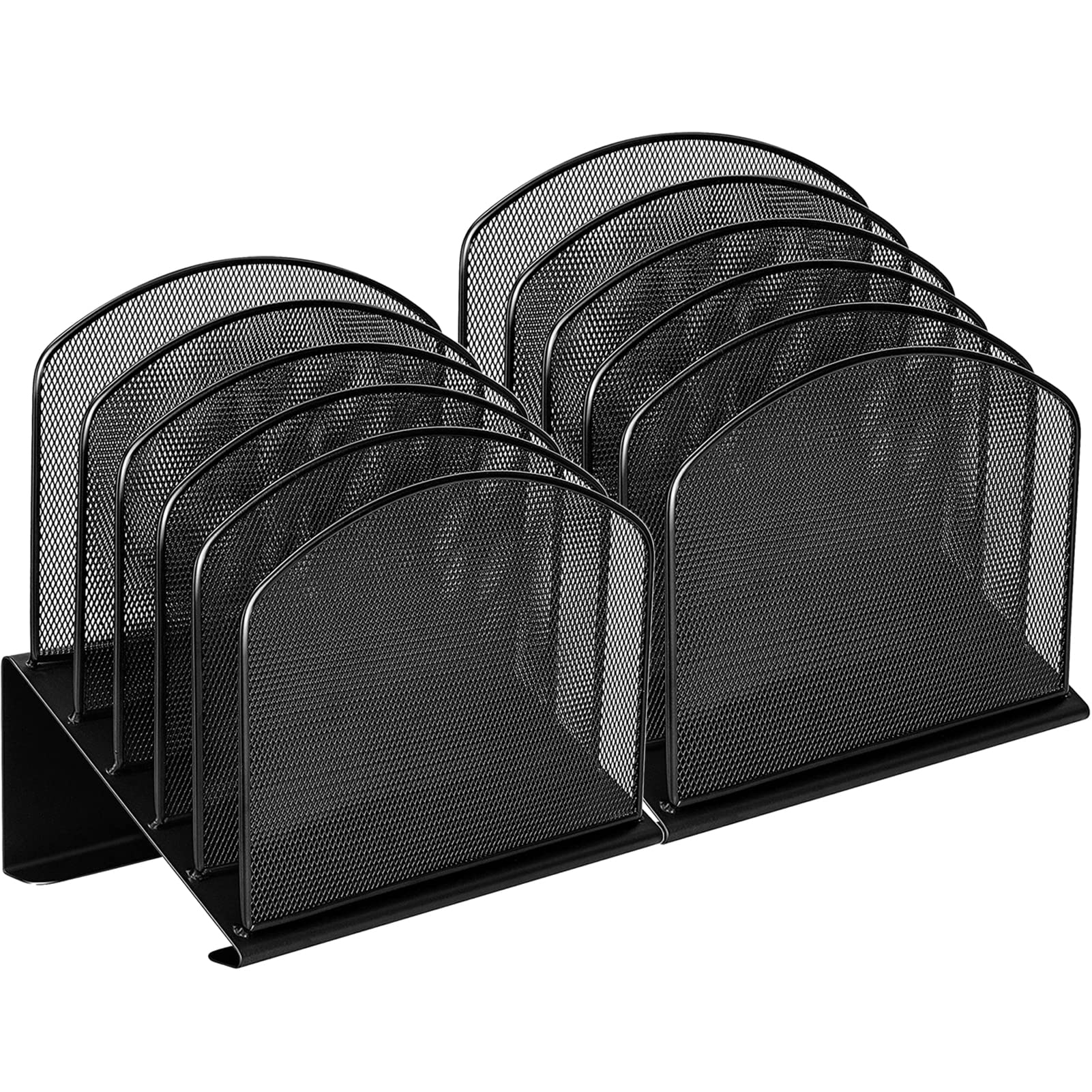 Ufficiusup 2 Pack Desktop File Organizer Inclined Document Holder 5 Section Office Supplies Mesh Vertical File Sorter Metal File