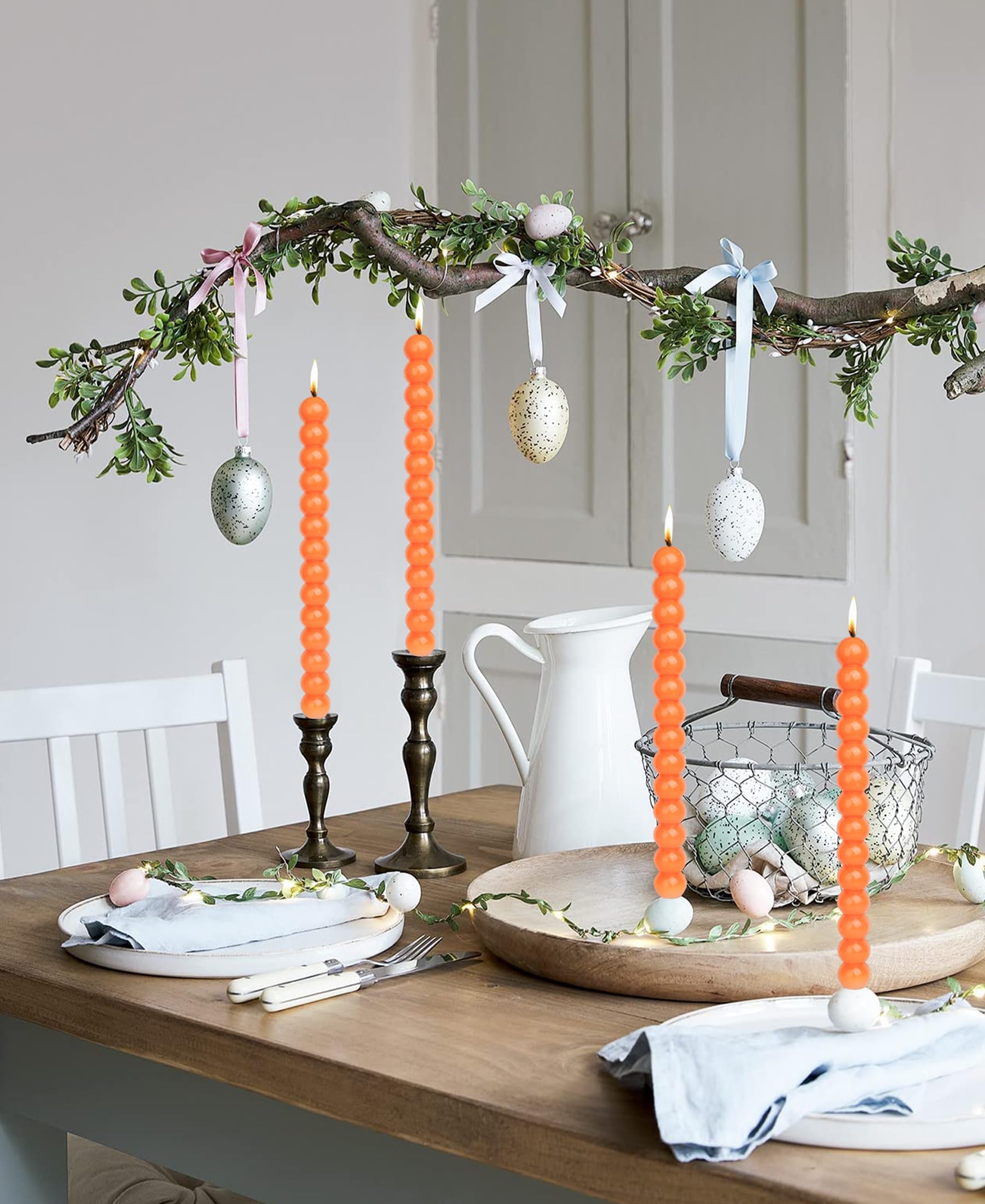 Lpusa Halloween Orange Spiral Taper Candles Twisted Candle Conical Stick Candles For Holiday Wedding Party Wax Unscented Dinner