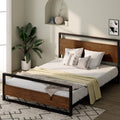 ZINUS Suzanne Bamboo and Metal Platform Bed Frame with Footboard, Wood Slat Support, No Box Spring Needed, Easy Assembly, Queen