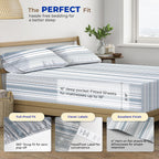 Thread Spread 100% Egyptian Cotton Printed Bed Sheets - 600 Thread Count 4 Pc Full Sheet Set, Hotel Luxury Sateen Bedsheets, 16' Deep Pocket Soft Cooling Sheets For Full Size Bed - Dotted Stripe