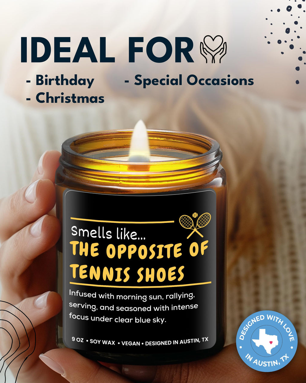 Funny Tennis Candle, Unique Tennis Gifts For Men & Women, Perfect Tennis Gift For Him Or Her, Gifts For A Tennis Coach & Player,