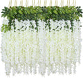 WEISPARK Wisteria Hanging Flowers - 36 Pieces 3.75 Feet/Piece Artificial Wisteria Vine Fake Ratta Hanging Garland Silk Flowers f
