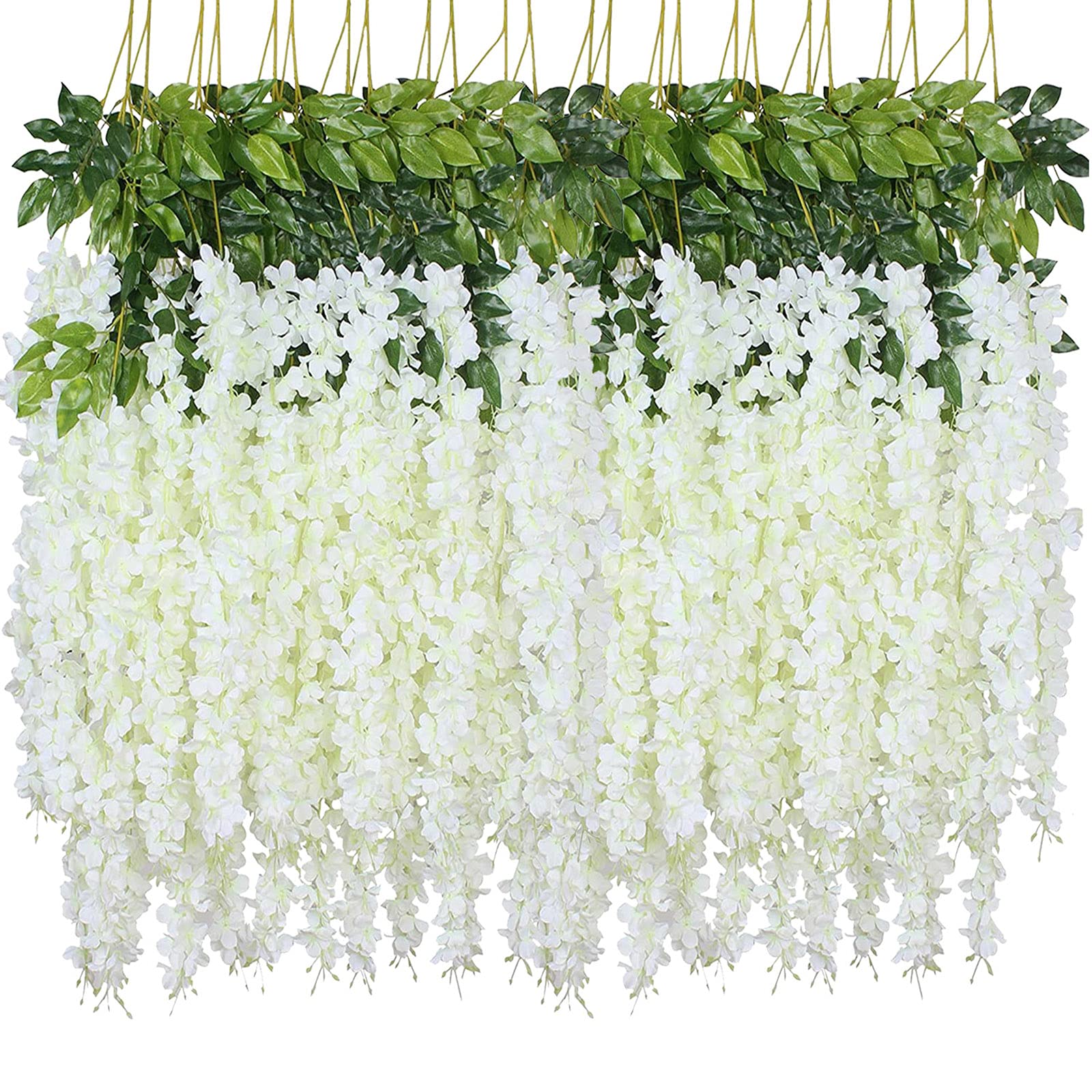 WEISPARK Wisteria Hanging Flowers - 36 Pieces 3.75 Feet/Piece Artificial Wisteria Vine Fake Ratta Hanging Garland Silk Flowers f
