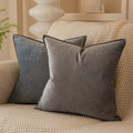 Juspurbet Grey Decorative Velvet Throw Pillow Covers 18X18 Inch Set Of 2,Broadside Soft Cushion Case With Invisible Zipper For S