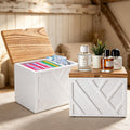 2 Pack Tampon Holder, Wooden Feminine Product Organizer with Lid, White