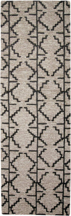 HomeRoots 511835 10 x 13 ft. Black Taupe & Gray Wool Geometric Hand Tufted Handmade Stain Resistant Rectangle Area Rug