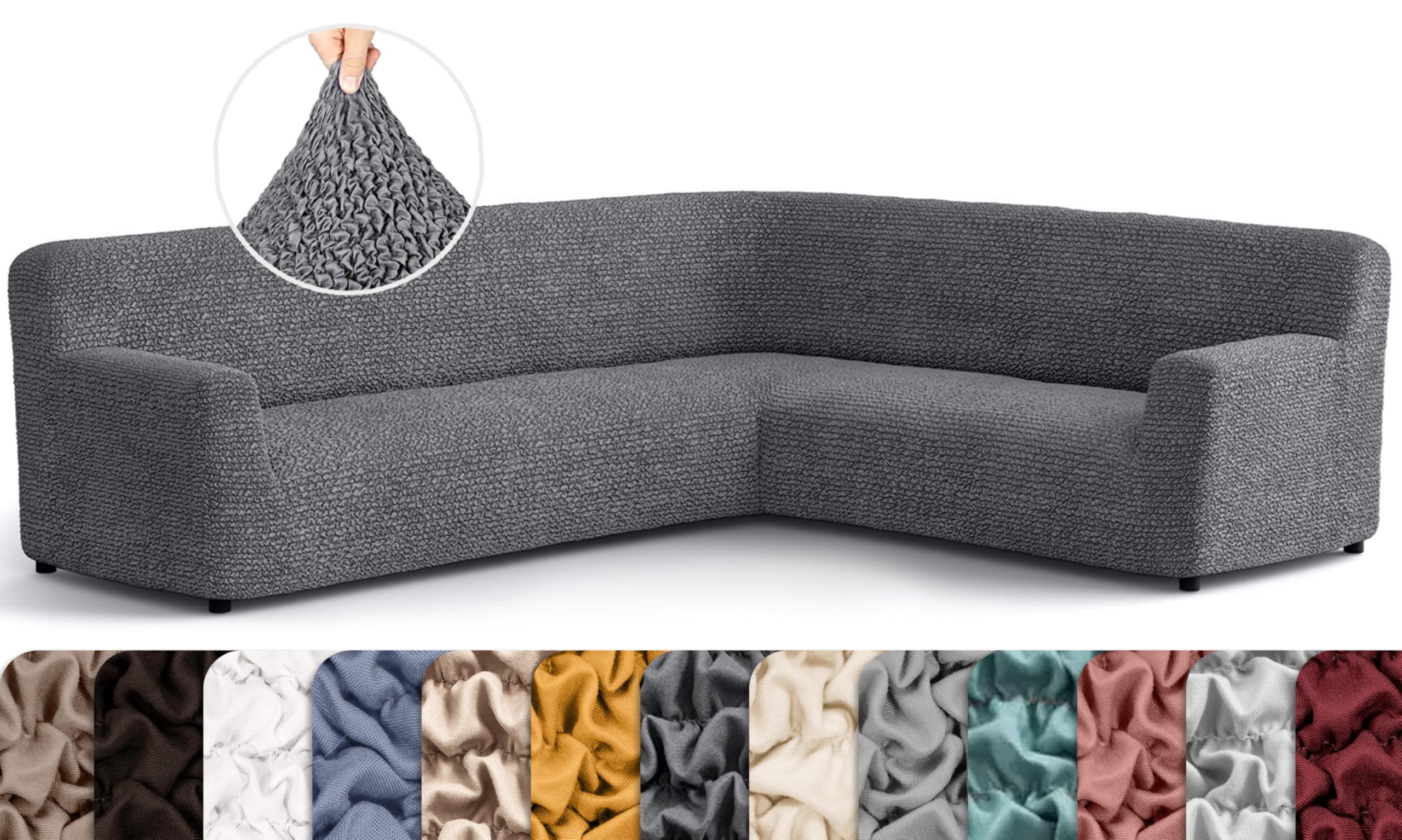 PAULATO BY GA.I.CO. Corner Sectional Couch Cover - Extra Large L-Shape Couch Slipcover - Washable Polyester Sofa Covers - 1-Piec