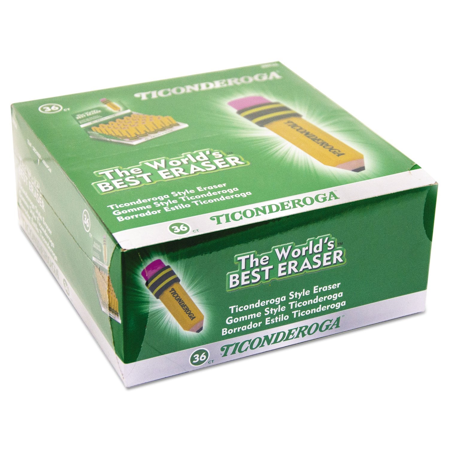 Ticonderoga 38936 Shaped Eraser Latex-Free 36/Box